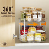 2 Tier Lazy Susan Organizer, 9.25'' Lazy Susan Turntable for Cabinet, Stackable Turntable Organizer Rotating Spice Rack Organization for Kitchen Countertop, Pantry, Bathroom